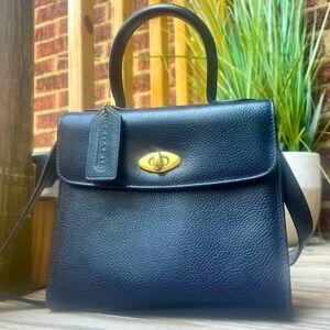 Vintage Coach Madison Gracie 4413 Navy BLUE Pebbled Leather Bag Made in Italy